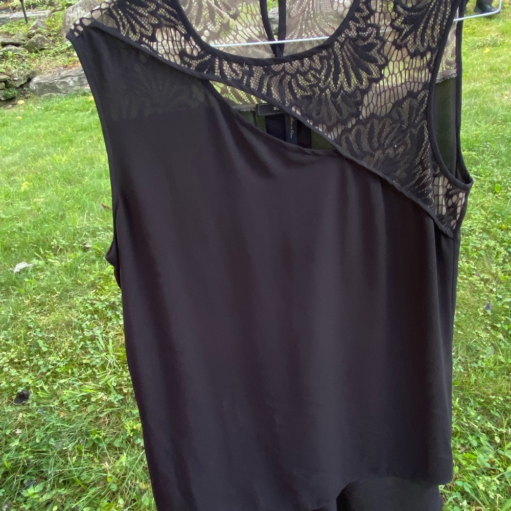 BCBGMaxAzria Black and Green Lace Top